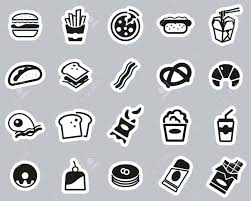 Aesthetic black and white stickers. Fast Food Or Junk Food Icons Black White Sticker Set Big Royalty Free Cliparts Vectors And Stock Illustration Image 138086471