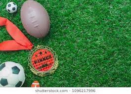 table top view aerial image soccer or football tournament season background flat lay ball with accessories decorations items top view football artificial turf