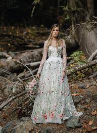 I don't mean a patterned dress, i mean a purely. Trending Now The Embroidered Wedding Dress These Colorful Floral Gowns Are Turning Heads Green Wedding Shoes