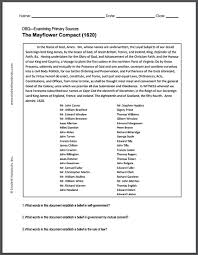 Mayflower Compact 1620 Dbq Worksheet For High School U S History Students Thanksgiving Lessons History Lesson Plans Teaching History