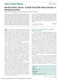 Pdf Narrative Review Tetanus A Health Threat After Natural Disasters In Developing Countries