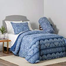 The truly soft comforter set has a pleated face on the comforter and shams with a solid color reverse. Lauren 3 Piece Denim Print Twin Twin Xl Comforter Set Overstock 31709152
