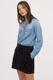 Chemise noire femme chemisier blanc femme chemise en soie femme chemise manche courte femme chemise satin chemise longue femme chemisier lin. Chemise En Jean Bleu Denim Femme H M Fr From H M On 21 Buttons