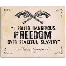 But you have to realize with this freedom will come more risk and danger. Amazon Com I Prefer Dangerous Freedom Over Peaceful Slavery Thomas Jefferson 11x14 Unframed Art Print Great Gift And Decor For Military Veterans And Conservative Patriots Under 15 Handmade