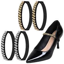 Hanaive 2 Pairs Rhinestone Elastic Shoe Ankle Straps Detachable Shoe Strap  Heel Band for Women High Heels Loose Shoes, Gold and Silver : Clothing,  Shoes & Jewelry