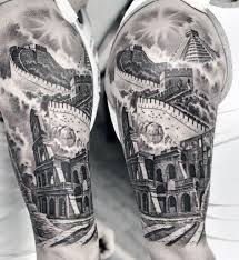 Black And White Half Sleeve Tattoo Designs 65 Ideas Travel Tattoo Designs Half Sleeves For 2019 Full Sleeve Tattoos Best Sleeve Tattoos Sleeve Tattoos