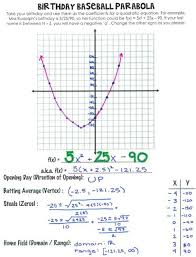 The Secondary Classroom Can Be Fun Too Birthday Baseball Parabola Quadratics Teaching Algebra Math School