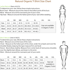 Natural Size Chart Organic Cotton T Shirt Special