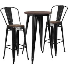 Flash Furniture 3 Piece Bar Table Sets Round Bar Table Wood Bar Table
