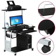 2 Tier Computer Desk With Printer Shelf Stand Computer Desk Computer Desk With Shelves Printer Shelf