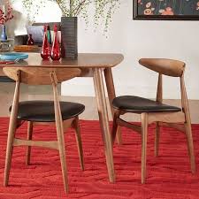 Chelsea Lane Mid Century Modern Black Faux Leather Wood Side Chairs Set Of 2 Walnut Finish Walmart Com Dining Chairs Side Chairs Dining Leather Dining Side Chairs