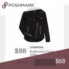 Liverpool Bradford Moto Denim Jacket In Black In 2020 Denim Jacket Jackets Liverpool Jeans