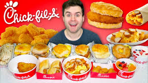The company features chicken sandwiches. Trying Chick Fil A S Full Breakfast Menu Youtube