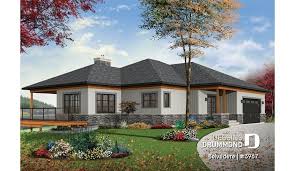 Vue Avant Modele De Base Du Plan De Maison Unifamiliale 3967 In 2020 Craftsman House Plans Ranch Style House Plans Drummond House Plans