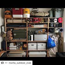 キャンプ用品の収納例 キャンプ キャンプギア 整理整頓 整理整頓 msr nanga ナンガ シェルコン ヘリノックス snowpeak helinox インテリア 収納 クローゼット 収納 キャンプ用品 収納