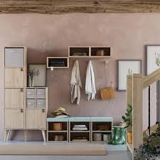 Meuble D Entree Pin Spaceo Kub H 160 3 X L 180 X P 31 7 Cm Meuble Rangement Idee Deco Entree Maison Cube Rangement