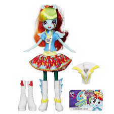 Charlotte shows off her press badge as she poses with rainbow dash. My Little Pony Equestria Girls Friendship Games 2 Pack Rainbow Dash Doll Mlp Merch