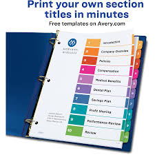 Maybe you would like to learn more about one of these? Avery Ready Index 10 Tab Dividers Customizable Toc 1 Set 11135 10 X Divider S 1 10 Table Of Contents 1 Tab S Set 8 5 Divider Width X 11 Divider Length