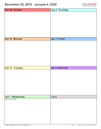 These blank calendar templates grid are mostly used by students to schedule their week, or by people to plan their meal menu or to create diet. Weekly Calendars 2020 For Pdf 12 Free Printable Templates