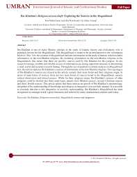 Pdf Ibn Khaldun S Religionswissenschaft Exploring The Sources In The Muqaddimah