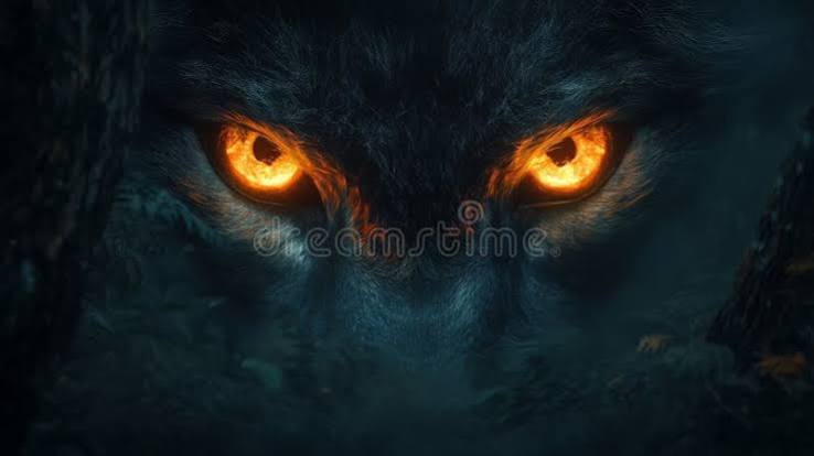 Intense Close-Up of Glowing Wolf Eyes in a Dark Forest Setting Stock  Illustration - Illustration of animal, captivating: 357940776