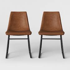 2pk Bowden Faux Leather And Metal Dining Chair Project 62 Faux Leather Chair Metal Dining Chairs Faux Leather Dining Chairs