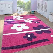 Teppich kurzflor modern gemustert meliert karo wohnzimmer schlafzimmer ökotex. Teppich Kinderzimmer Blumen Pink Lila Teppichcenter24
