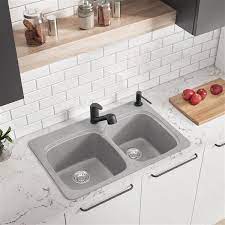 36 stainless steel double bowl 50/50 topmount drop in kitchen sink. Blanco Vienna Drop In Sink Concrete Grey 402294 Rona