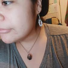 Raw AGATE Slice GEODE DRUZY Crystal Earrings