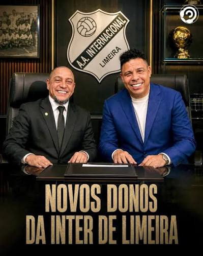 ASSINARAM! ✍️💰 A Inter de Limeira oficializou sua SAF, com Ronaldo Fenômeno  e Roberto Carlos entre os investidores. O grupo, que também inclui um  príncipe saudita e um empresário haitiano, assume 80%
