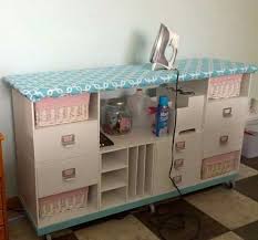 Ironing Board With Storage Made From Storage Cubes From Michaels Sewing Room Storage Craft Room Storage Sewing Room Organization