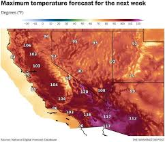 The widespread and extreme western U.S. heat wave in 5 maps. High  temperatures are running 10 to 20 degrees above normal, ranging from near  90 in Seattle to as high as 120