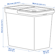 Hallbar Bin With Lid Light Gray Lower Outer Measure Depth 12 5 8 Ikea Ikea Recycling Bins Light Grey