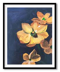 Hand painted yellow and white flowers in soft color. Blue Yellow Flowers Posters Paintings Framed Wall Art Wall Coverings Decals More