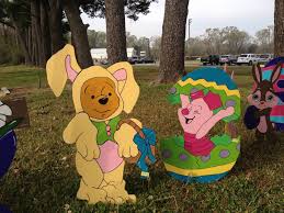 Have the kids help with the assembly of these wooden easter rabbits, then place them in your living room to brighten the space. Winnie The Pooh Easter Yard Art Easter Yard Art Wood Yard Art Easter Yard Decorations
