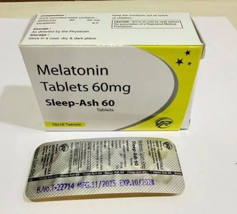 Sleep-Ash 60mg Tablet at ₹ 340/strip | Melatonin Tablet and Capsule in Nagpur | ID: 2859024859212