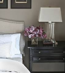 Beautiful Black Bedside Table Studded Headboard Classic Elegance Bedroom Via Brabourne Farm Home Bedroom Beautiful Bedrooms Home