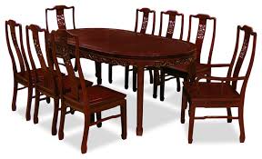 Gymax 9pcs patio rattan dining set 8 stackable chairs cushioned acacia wood table top home furniture. 80 Rosewood Dining Table Set With 8 Chairs Dragon Design Asian Dining Sets By China Furniture And Arts
