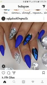 Sapphire Blue Nail Design Black White Accent Nails With