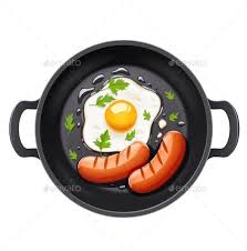 Grilled Egg And Sausage At Frying Pan Food Illustration Design Food Illustration Art Food Illustrations
