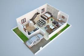 3d Ground Floor Plan Design Of Duplex 1280 Sq Ft Ground Floor Plan 720 Sq Ft For Wish Town Township 3d House Plans Duplex House Plans Model House Plan