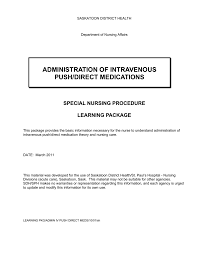 Iv Push Medications Saskatoon Health Region
