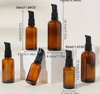 12pcs/8pcs/5pcs Amber Glass Lotion Bottle/Pump Press Bottle  1.01oz/1.69oz/3.38oz Makeup * Oil/Lotion Dispenser Container, Perfume/  Essential Oil/Scent ...