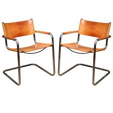 Pair Of Tan Leather Marcel Breuer Chairs 1stdibs Com Furniture Leather Dining Room Chairs Chair