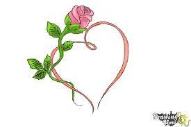 How to draw a rose. How To Draw A Rose With A Heart Drawingnow