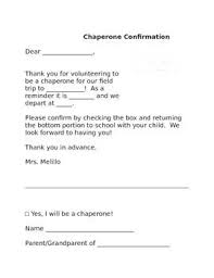 Chaperone Confirmation Slip Editable Chaperone Confirmation Letter Field Trip
