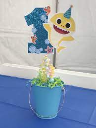 Baby Shark Centerpiece Diy Shark Themed Birthday Party Baby First Birthday Themes Shark Theme Birthday