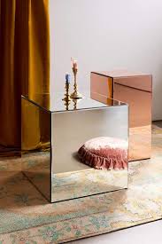Urban Outfitters Mirrored Cube Side Table Cube Side Table Mirror Table Side Table