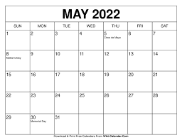 Free Printable May 2021 Calendars