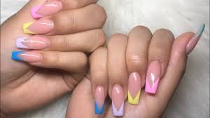 Colorful V Tips Nails Acrylic Nails Youtube Find this pin and more on nails by frenchy n. colorful v tips nails acrylic nails